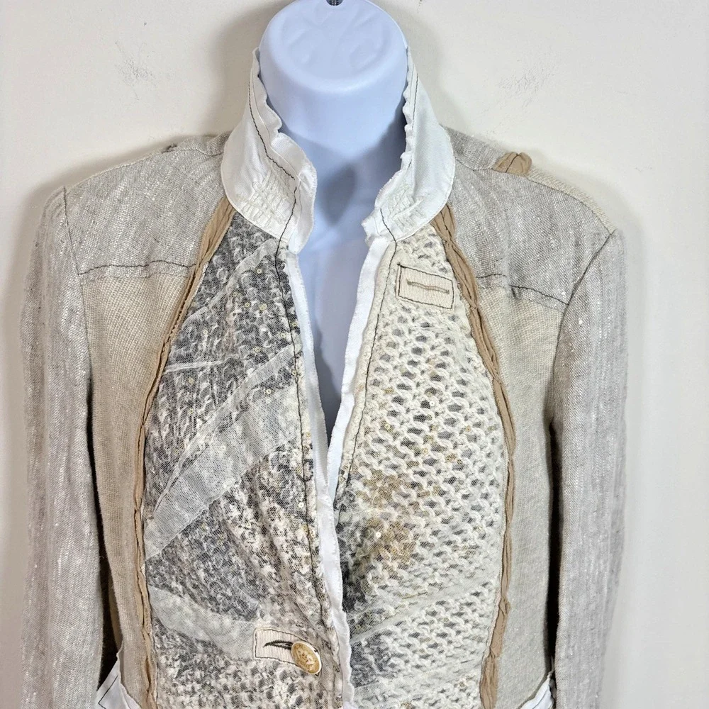 Elisa Cavaletti Daniela Dallavalle Jacket Sz XS Linen Cotton Stretch Art to Wear